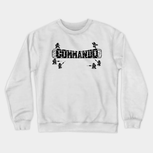 Commando 8 Bit Art Black Crewneck Sweatshirt by 8 Fists of Tees